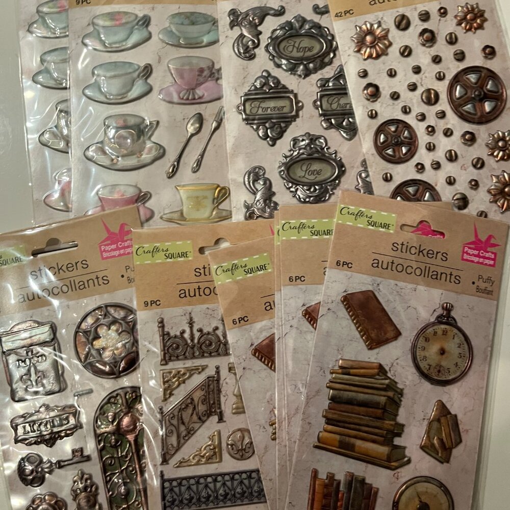 Puffy Stickers!  (Teacups Architecture Clock)‎ NEW